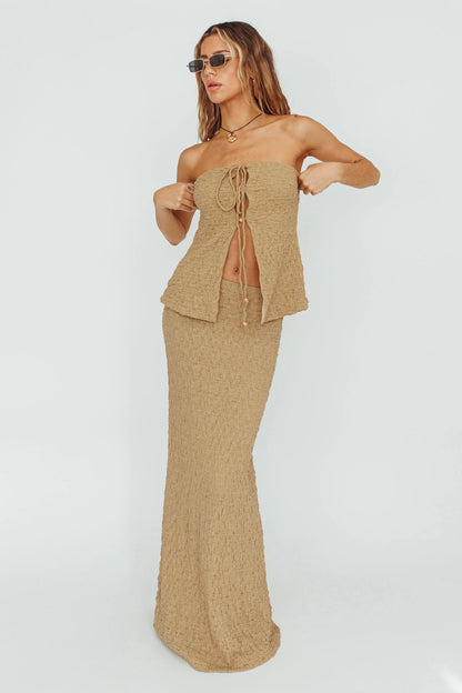Kalei Textured Halter Top Brown