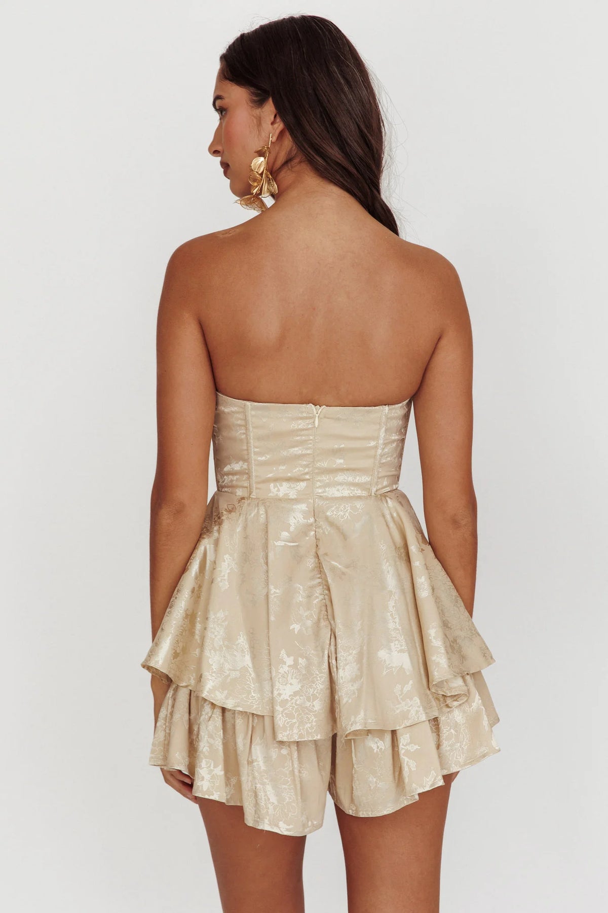 Paris Muse Gathered Bust Romper Champagne