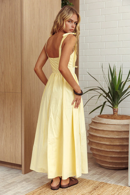 Kiahna Lace-Up Bodice Maxi Dress Butter