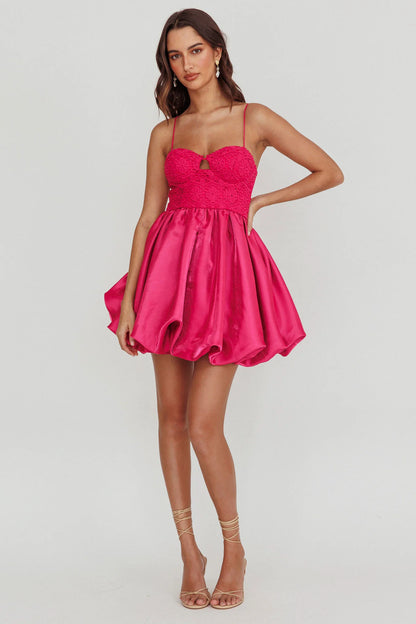 Lucia Bubble Skirt Mini Dress Hot Pink