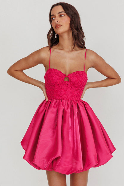Lucia Bubble Skirt Mini Dress Hot Pink