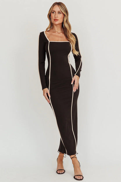 Moonglade Long Sleeve Bodycon Maxi Dress Black