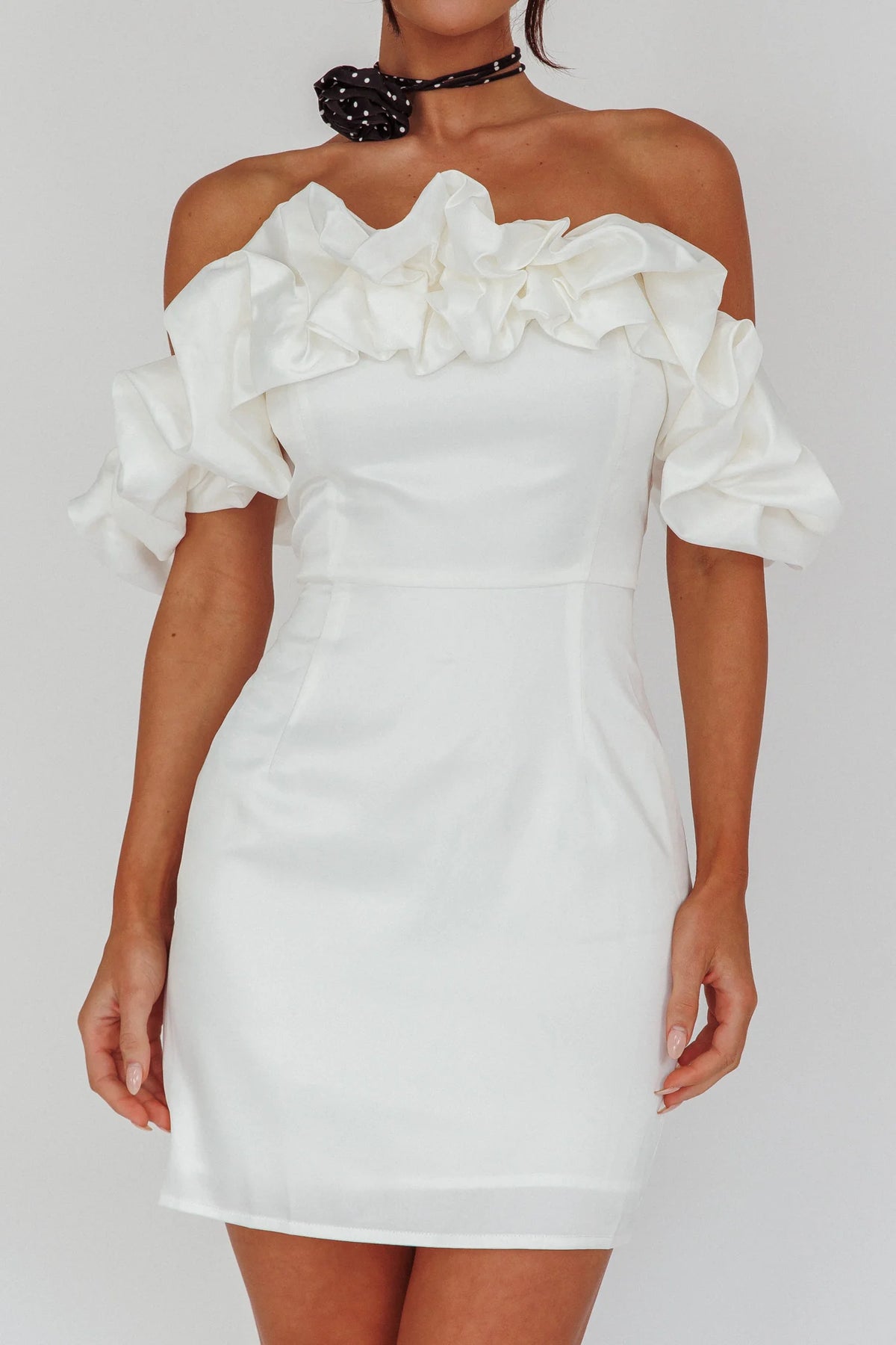 La Palma Off-Shoulder Mini Dress Off White