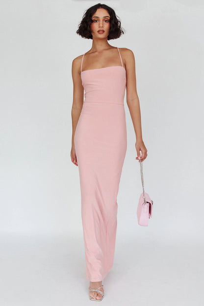 Ailani Lace-Up Back Maxi Dress Sparkle Pink