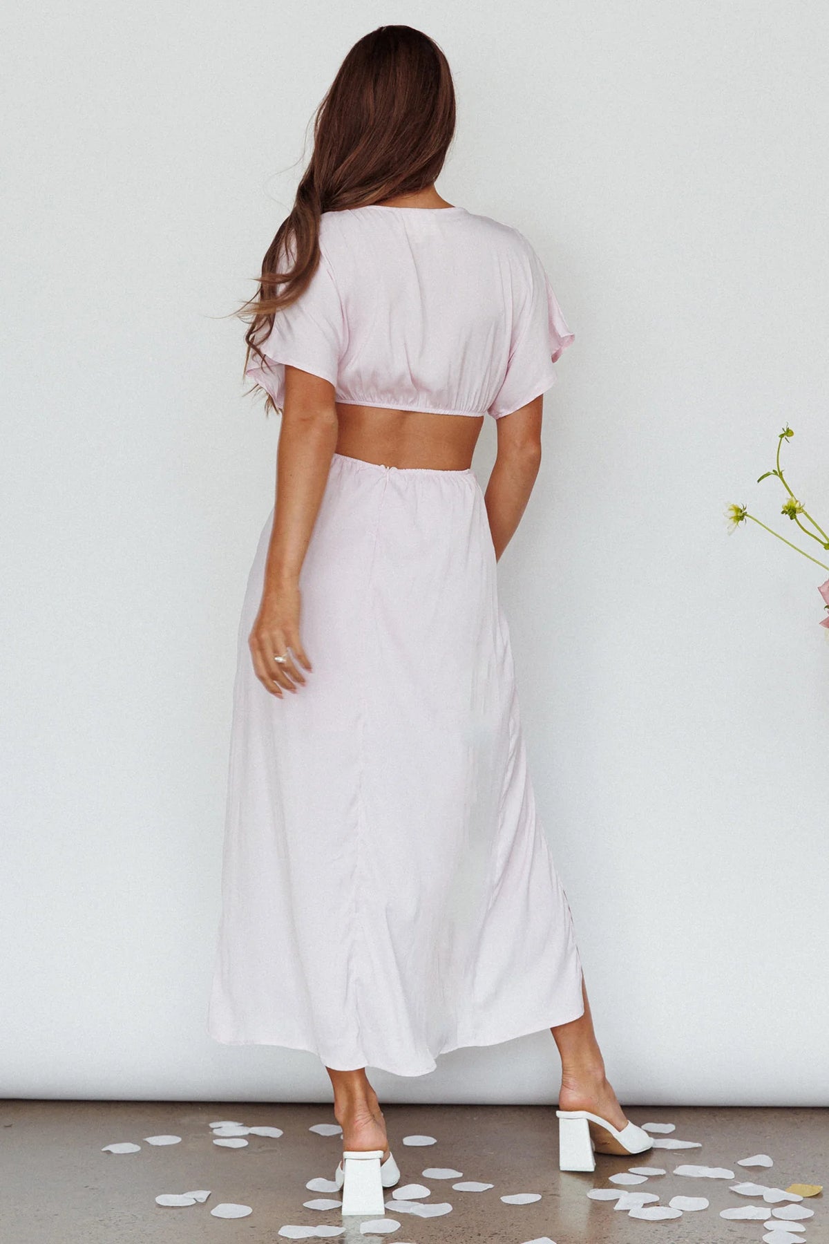 Getaway Cut-Out Waist Midi Dress Pink
