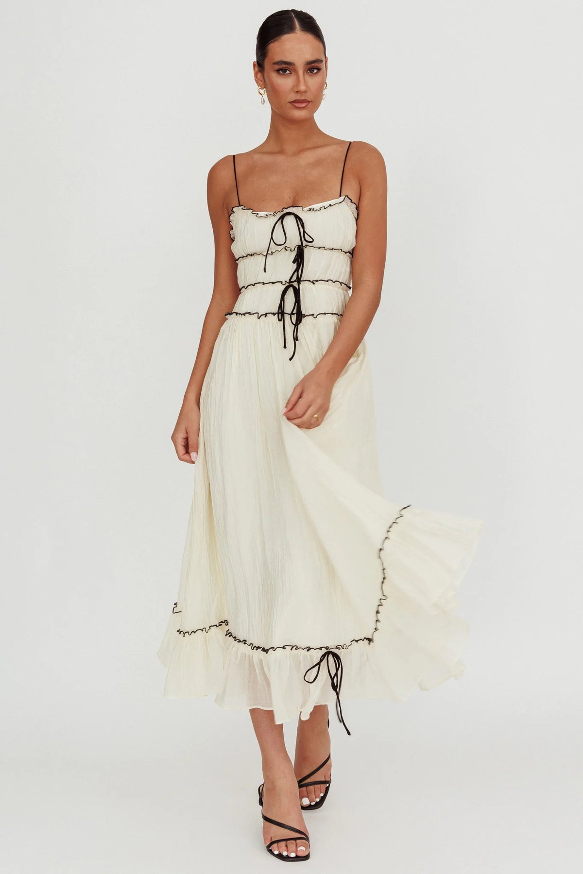 Maidens Tie Accent Maxi Dress Cream