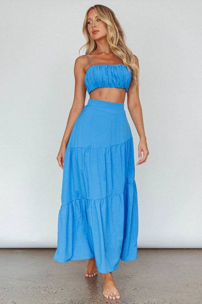 Bondi Waist Tie Maxi Skirt Sapphire