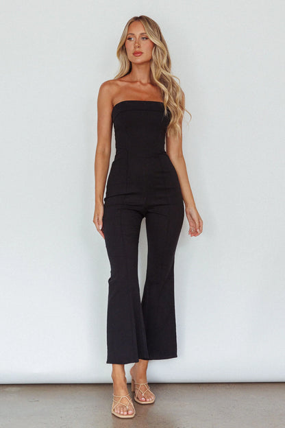 What's The Catch Strapless Jumpsuit Black