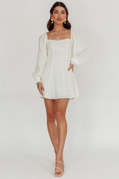 Chamberlain Balloon Sleeves Mini Dress White