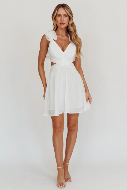 Madara Lace-Up Back Mini Dress White