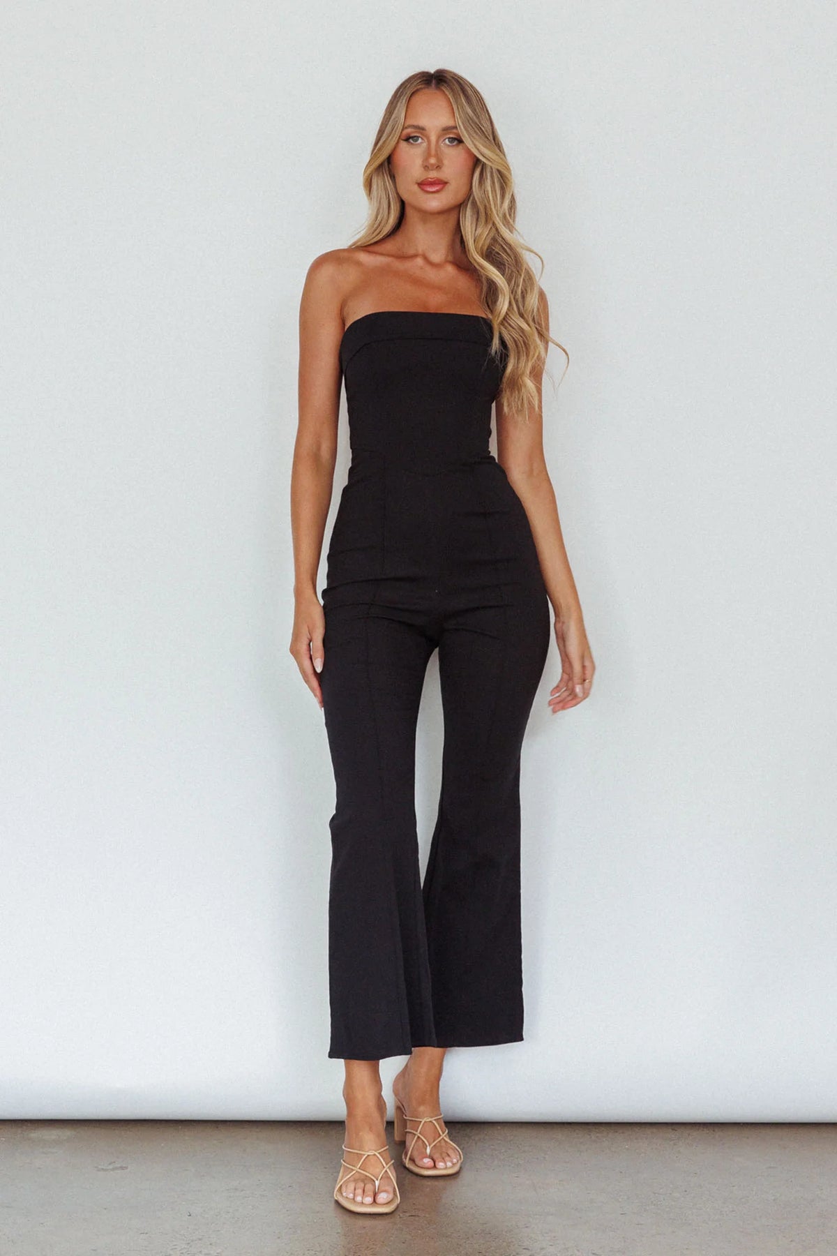 What's The Catch Strapless Jumpsuit Black