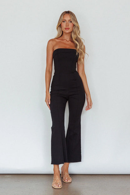 What's The Catch Strapless Jumpsuit Black