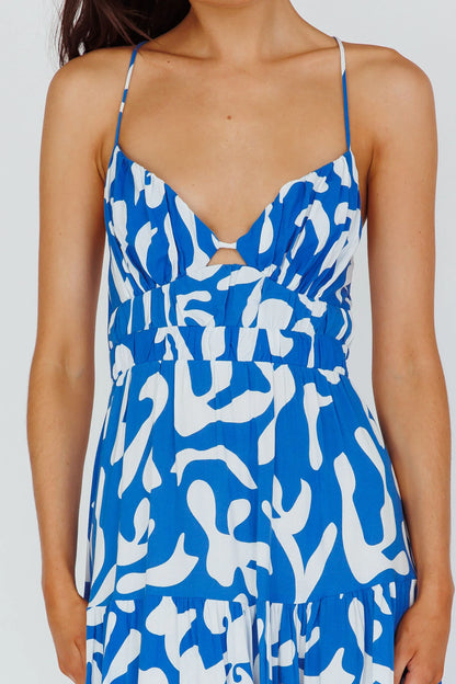 Tiffi Cami Strap Midi Dress Floral Blue