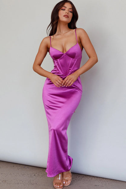 Seraya Lace-Up Back Dress Violet