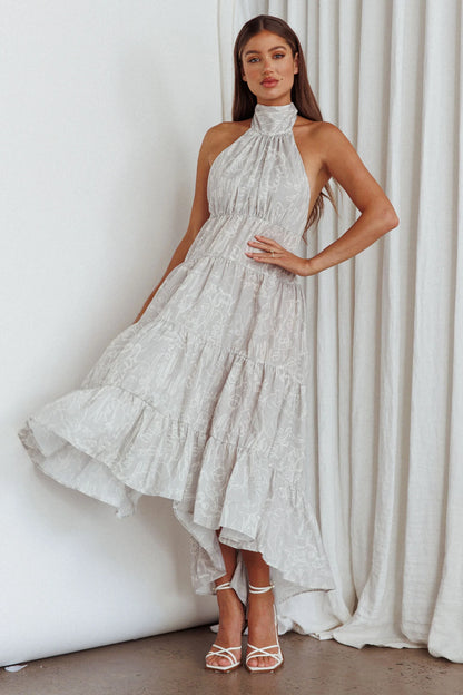 South Haven Halter Midi Dress Floral Beige