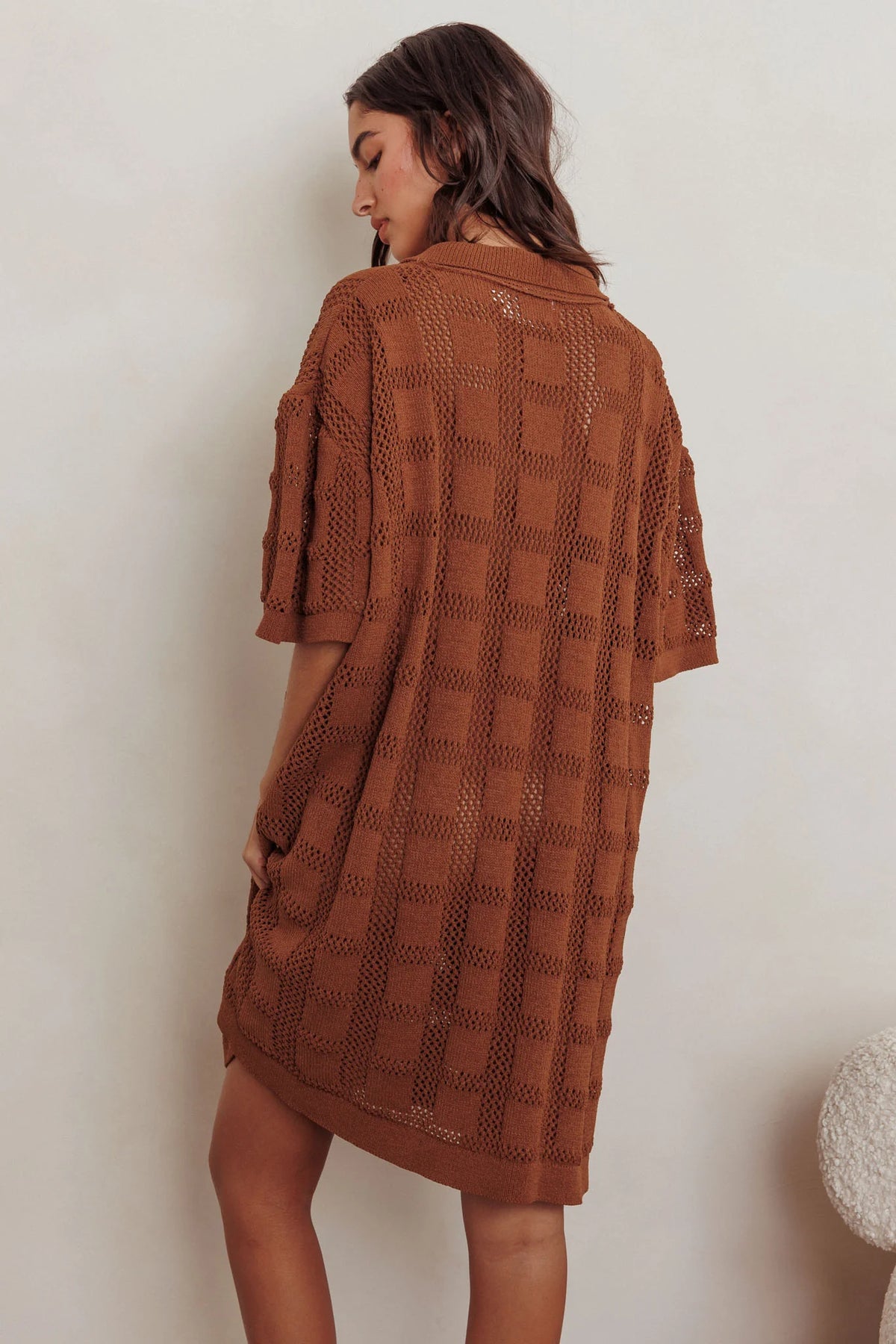 Best Friend Knit Shirt Dress Chocolate