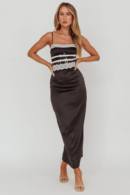 Kellan Lace Trim Maxi Dress Black