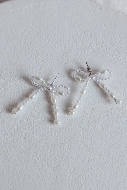Anita Bow Stud Earrings Pearl