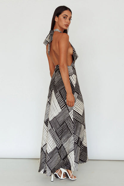 Kailie Halterneck Midi Dress Crosshatch Black