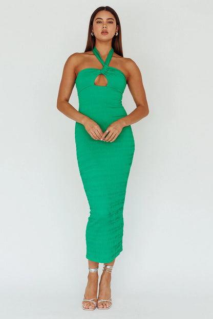 Mari Halterneck Midi Dress Green