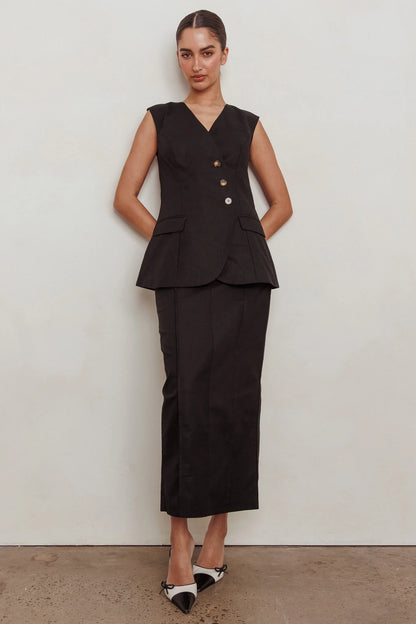 Sweet Treat Column Maxi Skirt Black