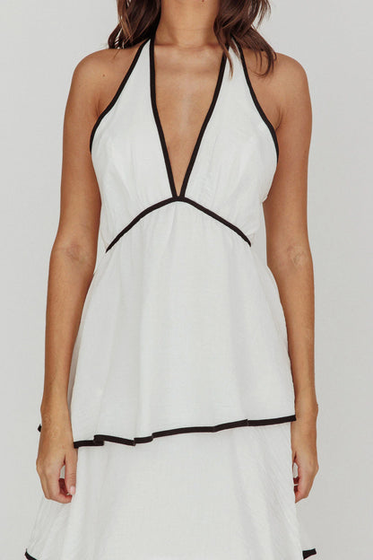 Catalina Tiered Ruffle Maxi Dress White/Black