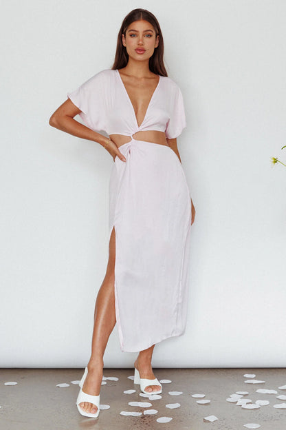 Getaway Cut-Out Waist Midi Dress Pink