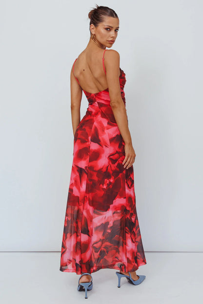 Beulah Twist Bodice Maxi Dress Floral Pink