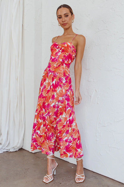 Golden Sands Cami Strap Maxi Dress Floral Red