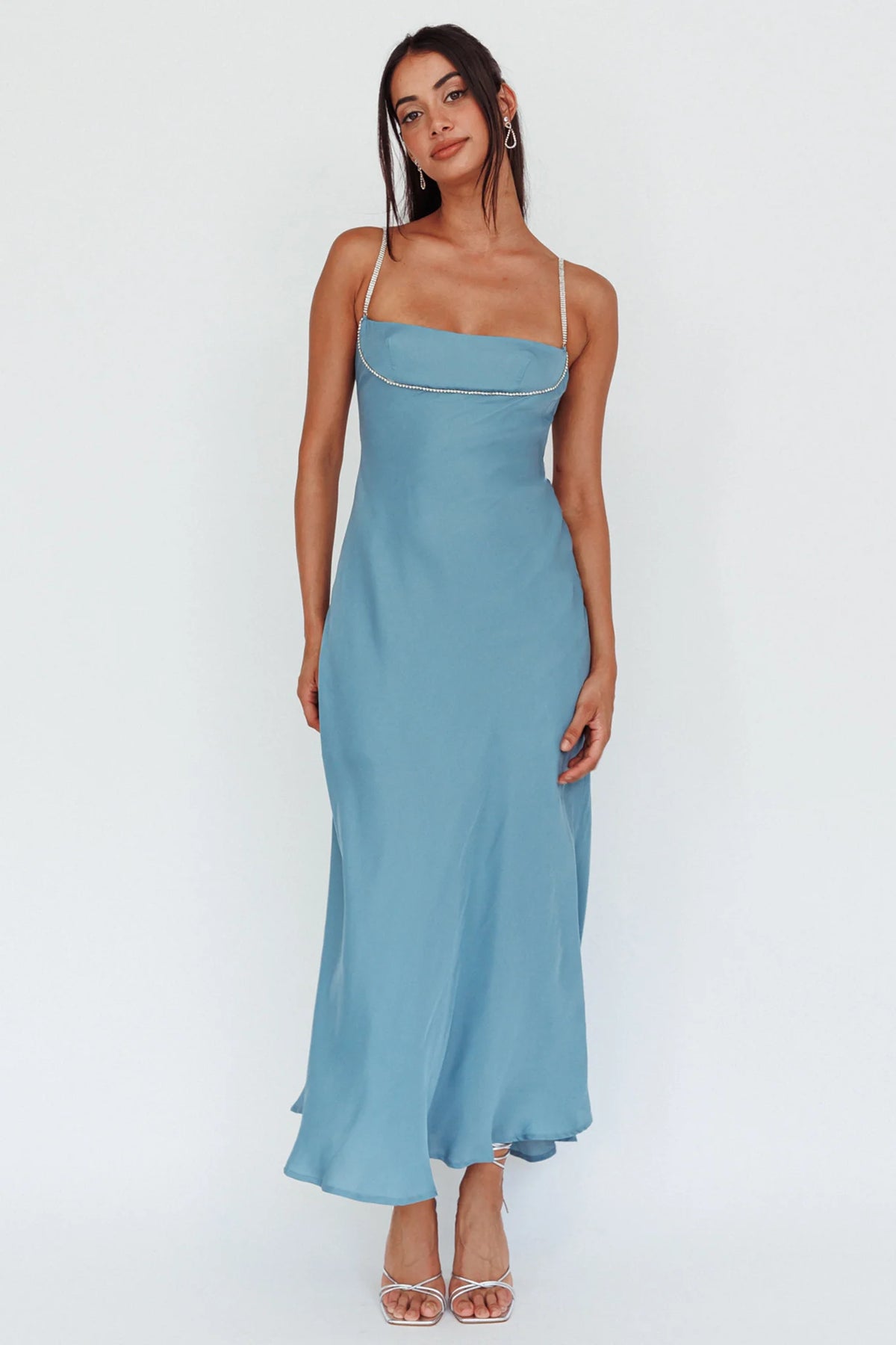 Linka Diamante Strap Maxi Dress Steel