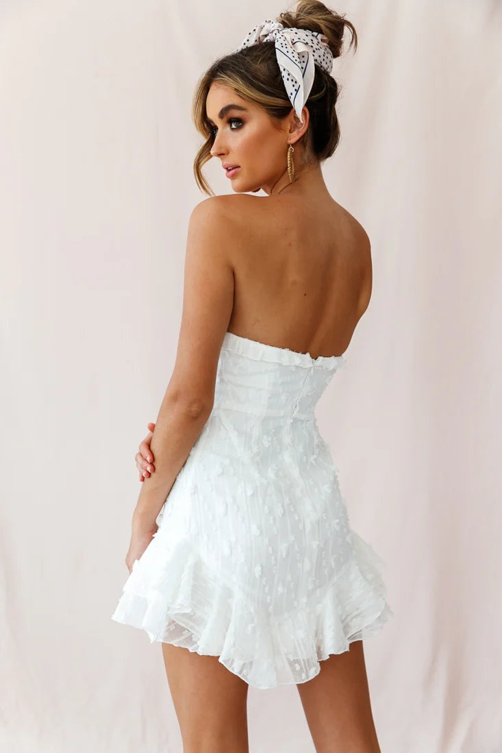 Cece Embellished Bandeau Dress White