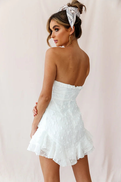 Cece Embellished Bandeau Dress White