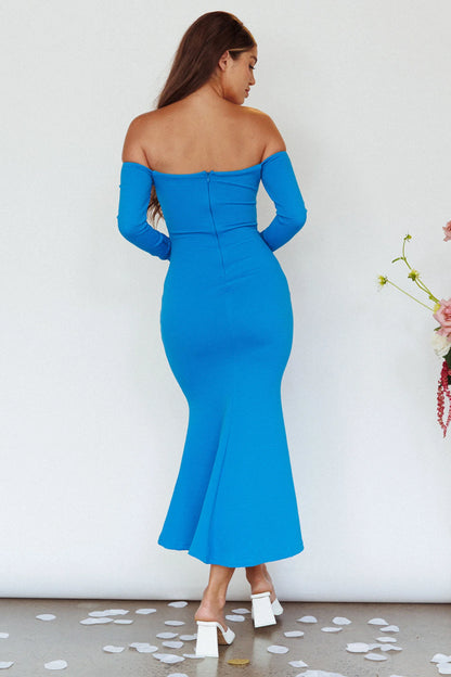 Speakeasy Off-Shoulder Maxi Dress Blue