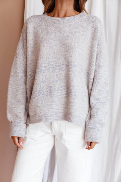Kayce Dropped Shoulder Knit Sweater Grey