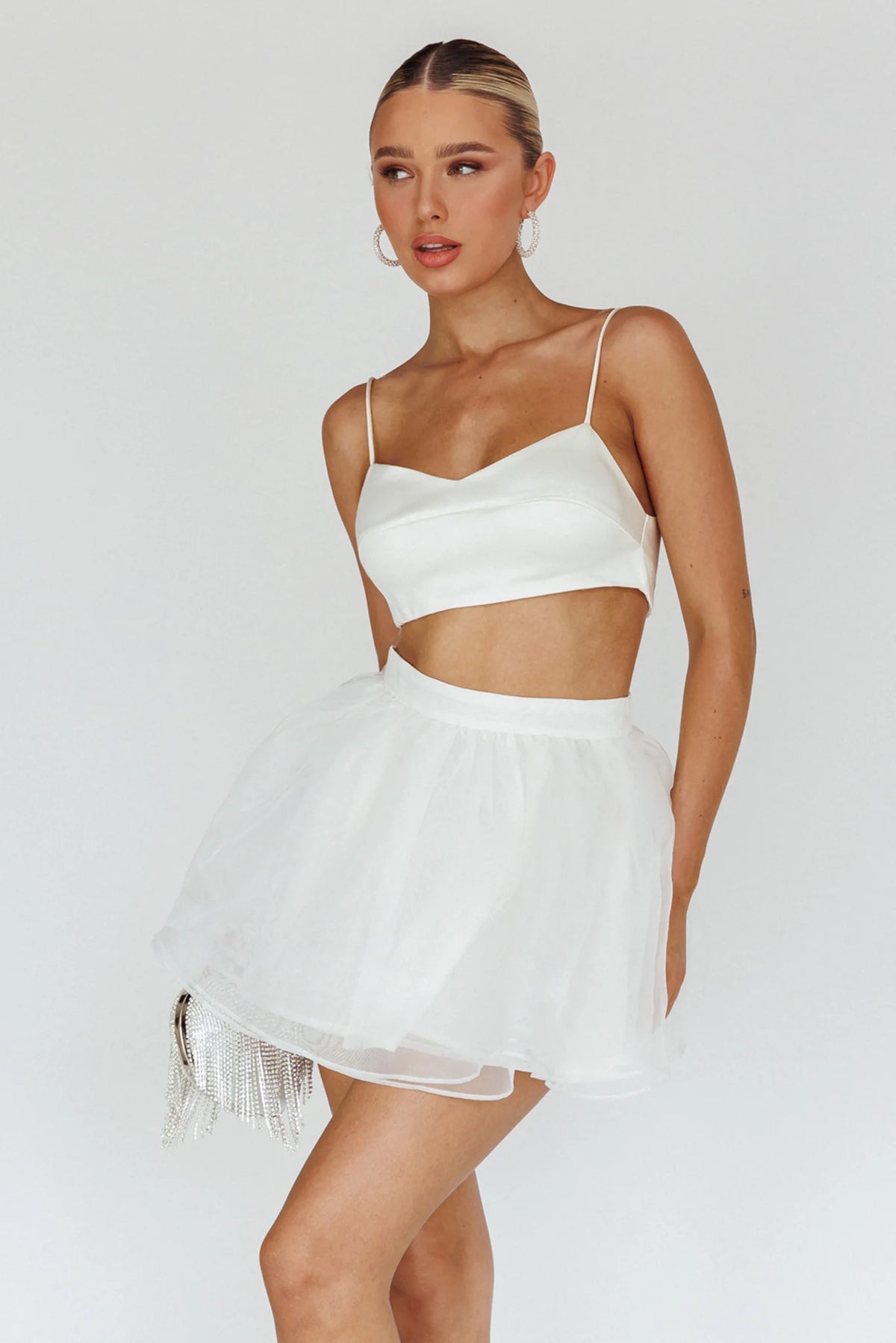 Karrie Layered Ballet Mini Skirt White