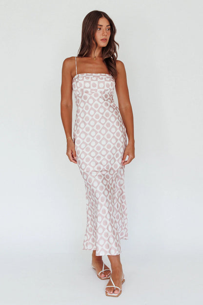 Lane Cove Cami Strap Maxi Dress Print Mocha