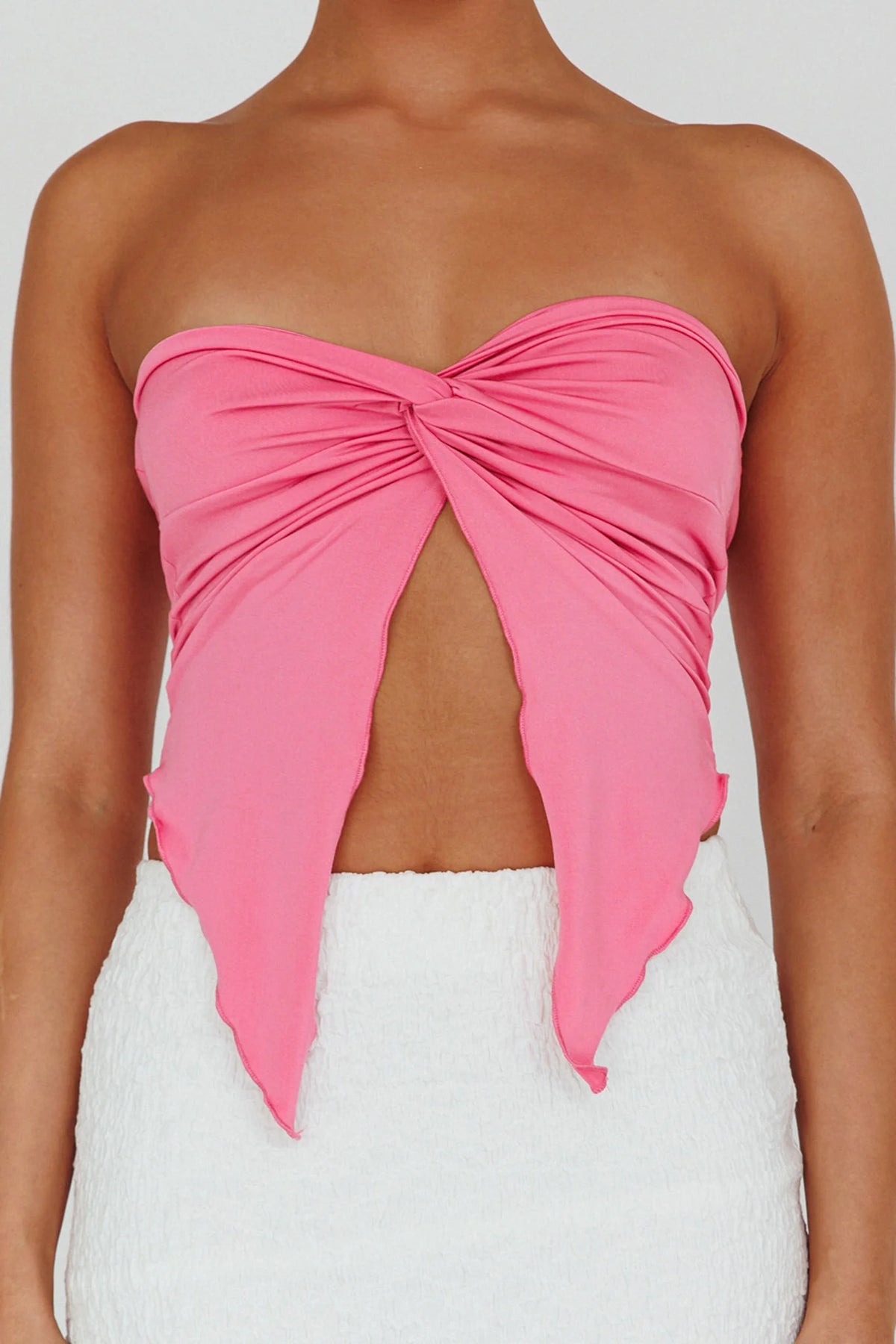 Lulu Strapless Crop Top Candy Pink