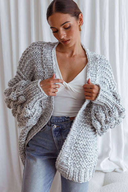 Moscow Chunky Knit Oversized Cardigan Marble