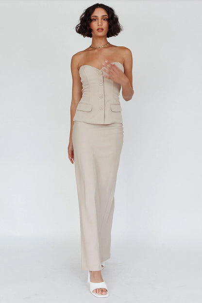 Valencia Flare Midi Skirt Oat