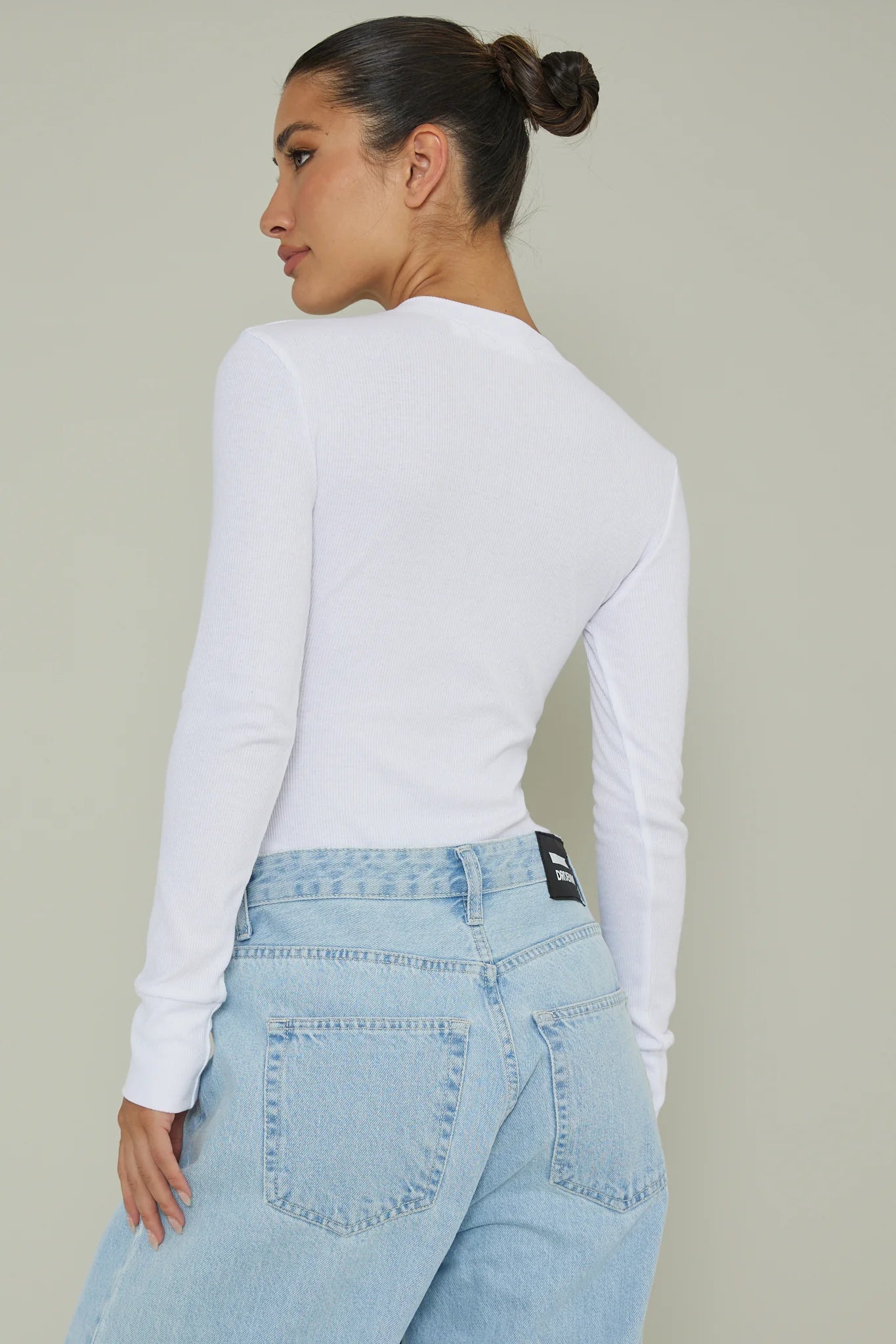 Henley Snap Front Bodysuit White