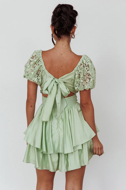 Hold My Halo Lace Sleeve Romper Sage