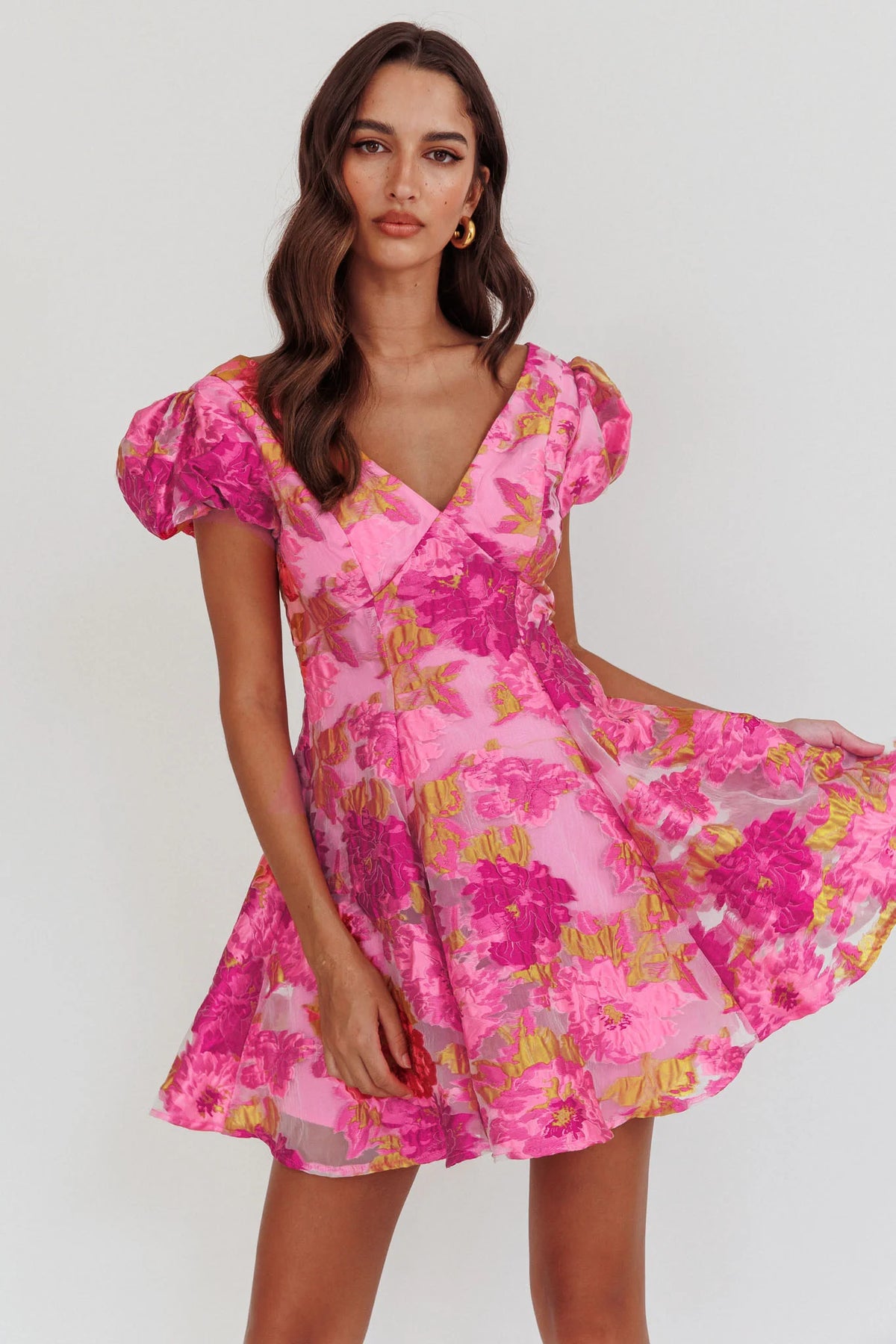 Perfect Match Puff Sleeve Low Back Mini Dress Pink