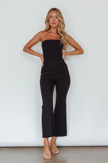 What's The Catch Strapless Jumpsuit Black