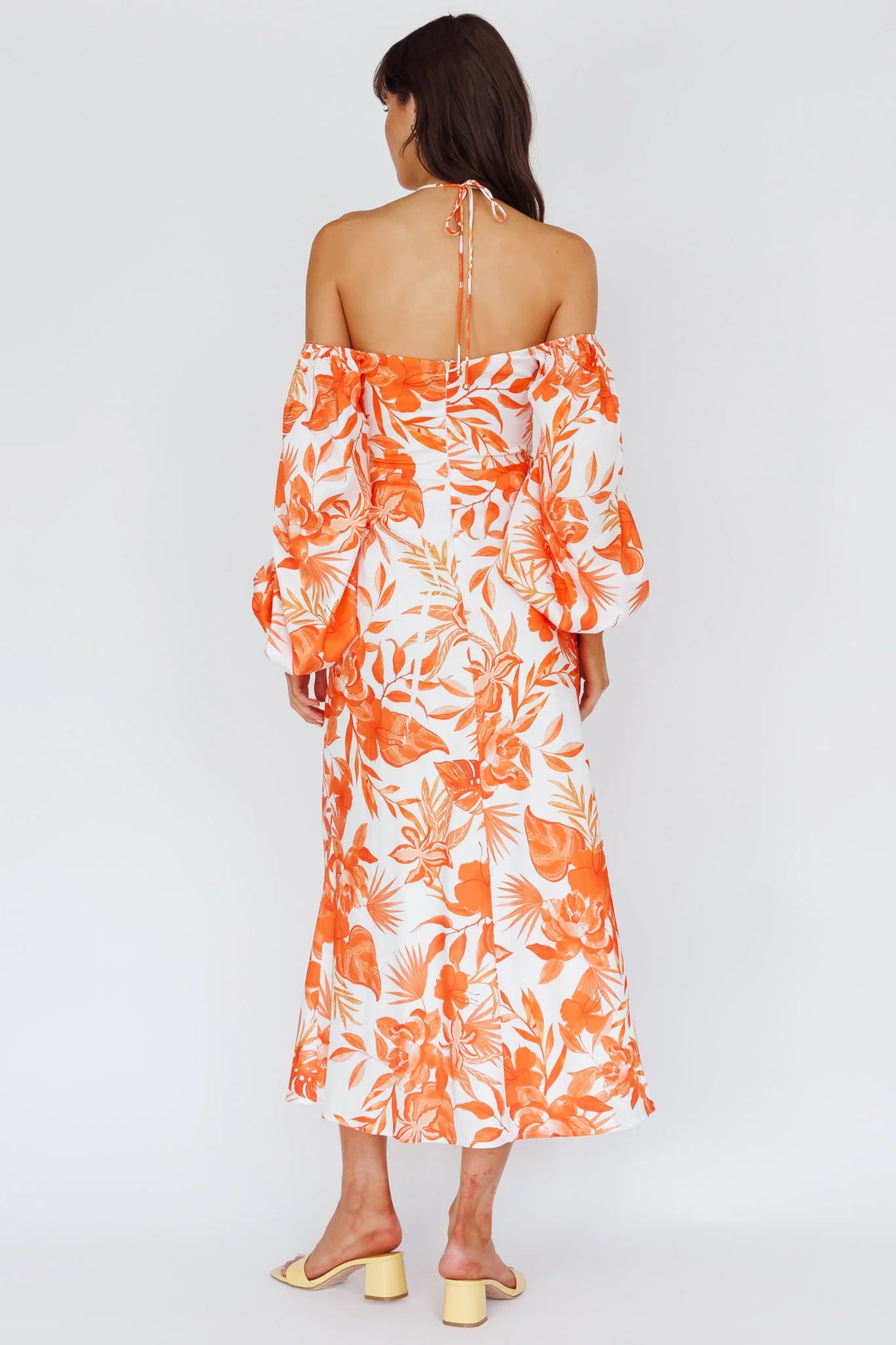 Nyree Long Sleeve Maxi Dress Tropical Orange