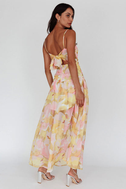 Stars Are Blind Tied Back Midi Dress Floral Pink