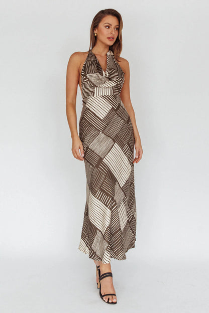 Kailie Halterneck Midi Dress Crosshatch Olive