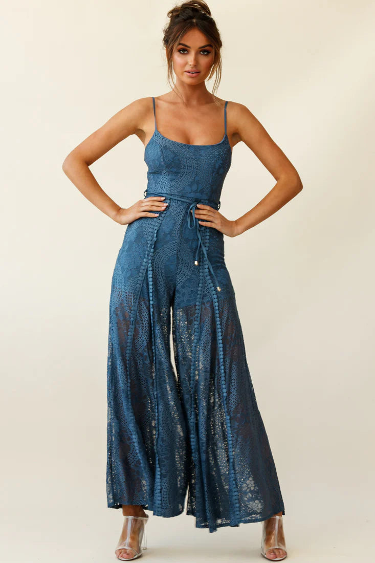 Palm Springs Lace Jumpsuit Midnight Blue