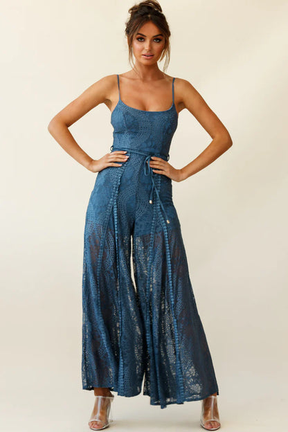 Palm Springs Lace Jumpsuit Midnight Blue