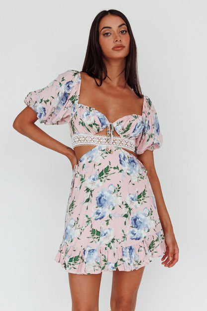 Sweet Romance Cut-Out Mini Dress Pink