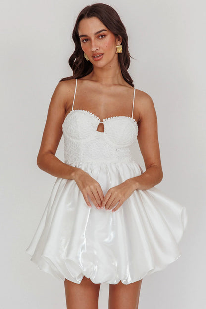 Lucia Bubble Skirt Mini Dress White